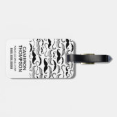 Aangepast foto- en monogram mustache-patroon 2 bagagelabel (Achterkant horizontaal)