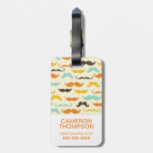 Aangepast foto- en monogram mustache patroon 3 bagagelabel (Achterkant verticaal)