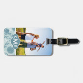 Aangepast foto- en monogram-retro Floral Patroon 2 Bagagelabel (Voorkant horizontaal)