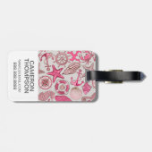 Aangepast foto- en monogram roze Zee patroon Bagagelabel (Achterkant horizontaal)