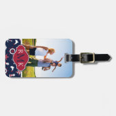 Aangepast foto- en monogram, standaard Zee patroon Bagagelabel (Voorkant horizontaal)