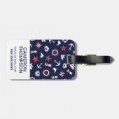 Aangepast foto- en monogram, standaard Zee patroon Bagagelabel (Achterkant horizontaal)