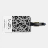 Aangepast foto- en monogram zwarte kant patroon bagagelabel (Achterkant horizontaal)
