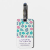 Aangepast foto- en monokapastel Seashell Patroon 1 Bagagelabel (Achterkant verticaal)