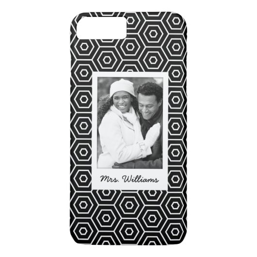 Aangepast foto- en naamhexagonale geometrische pat Case-Mate iPhone case (Achterkant)