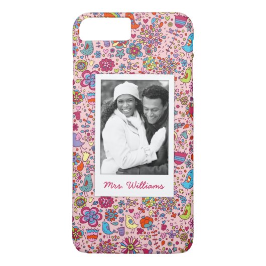 Aangepast foto- en naampatroon met bloemen Case-Mate iPhone case (Achterkant)