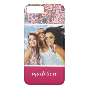 Aangepast foto- en naampatroon met bloemen Case-Mate iPhone case