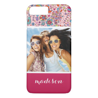 Aangepast foto- en naampatroon met bloemen Case-Mate iPhone case