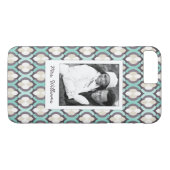 Aangepast foto- en naampatroon Turquoise Moroccan  Case-Mate iPhone Case (Achterkant (Horizontaal))