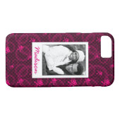 Aangepast foto- en naamroze Emo-patroon met cirkel Case-Mate iPhone Case (Achterkant (Horizontaal))