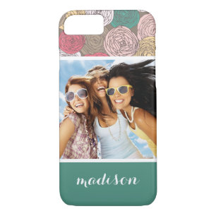 Aangepast foto- en naamstijlvol bloempatroon Case-Mate iPhone case