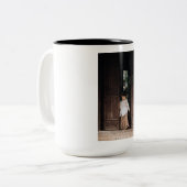 Aangepast, foto en tekst toevoegen tweekleurige koffiemok (Voorkant links)