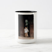 Aangepast, foto en tekst toevoegen tweekleurige koffiemok (Center)