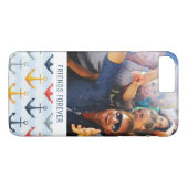 Aangepast foto- en tekstechnooppatroon met ankerpu Case-Mate iPhone case (Achterkant (Horizontaal))