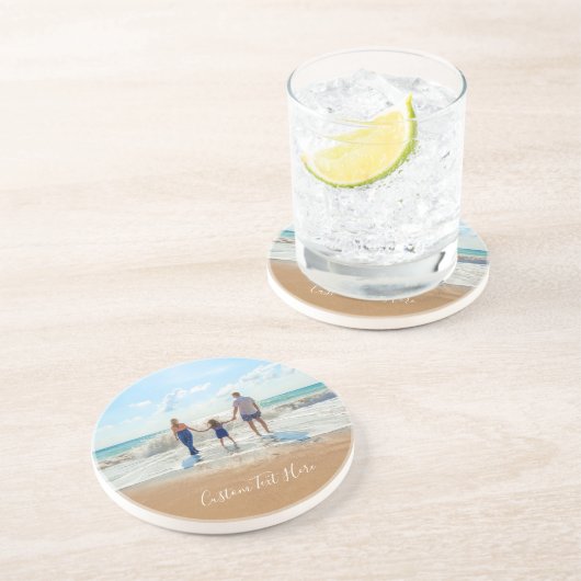 Aangepast foto- en tekstOnderzetter - Uw eigen ont Zandsteen Onderzetter (Zijkant)