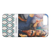Aangepast foto- en tekstTurquoise Moroccan patroon Case-Mate iPhone Case (Achterkant (Horizontaal))