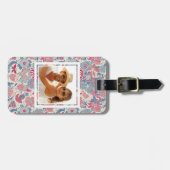 Aangepast foto-Floral patroon met vogel en vlinder Bagagelabel (Voorkant horizontaal)