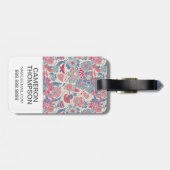 Aangepast foto-Floral patroon met vogel en vlinder Bagagelabel (Achterkant horizontaal)
