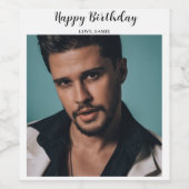 Aangepast foto gelukkig verjaardag cadeau / jubile wijn etiket (Enkel label)