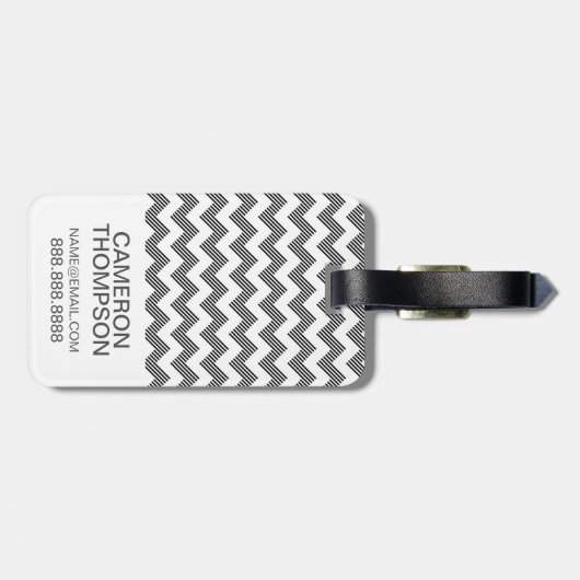 Aangepast foto Geometrisch zigzagpatroon Bagagelabel (Achterkant horizontaal)