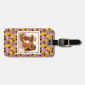 Aangepast foto-Gerbera-blokpatroon, achtergrond Bagagelabel (Voorkant horizontaal)