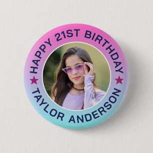 Aangepast foto-gradiëntpatroon Retro Gelukkig Verj Ronde Button 5,7 Cm