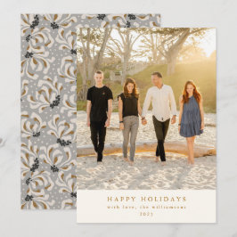 Aangepast foto grijs botanische elegante verticale feestdagenkaart