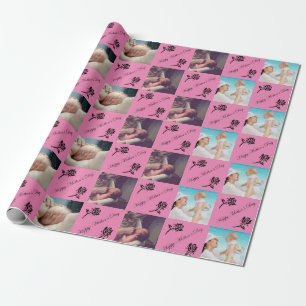 Aangepast foto Happy Mothers Day Roze ompakt papie Cadeaupapier