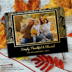 Aangepast foto herfstbladerenpatroon folie feestdagen briefkaart