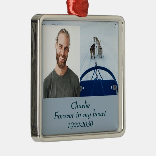 Aangepast foto-herinneringssymbool voor altijd in  metalen ornament (Rechts)