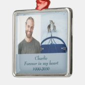 Aangepast foto-herinneringssymbool voor altijd in  metalen ornament (Links)