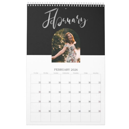 Aangepast foto-kalender voor geborsteld gebruik kalender (Feb 2026)