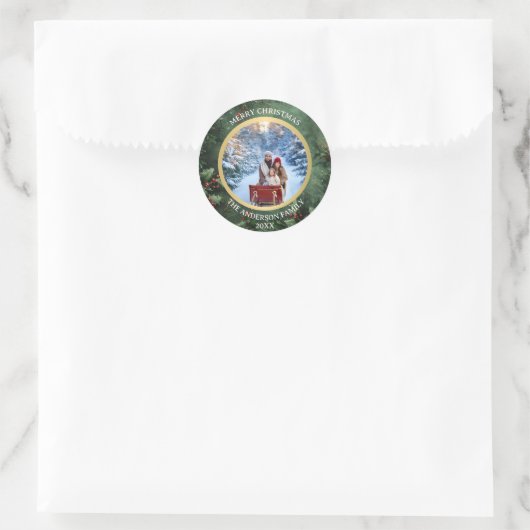 Aangepast foto-Kerst sticker (Tas)