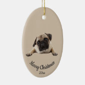 Aangepast foto-kerstfoto's Pug Dog Pet Keramisch Ornament (Rechts)