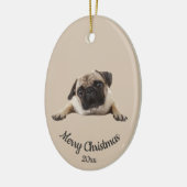 Aangepast foto-kerstfoto's Pug Dog Pet Keramisch Ornament (Links)