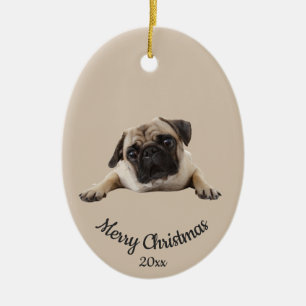 Aangepast foto-kerstfoto's Pug Dog Pet Keramisch Ornament