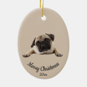 Aangepast foto-kerstfoto's Pug Dog Pet Keramisch Ornament (Achterkant)