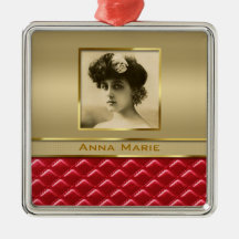 Aangepast foto-Lijst Faux Gold Quiled Red Leather