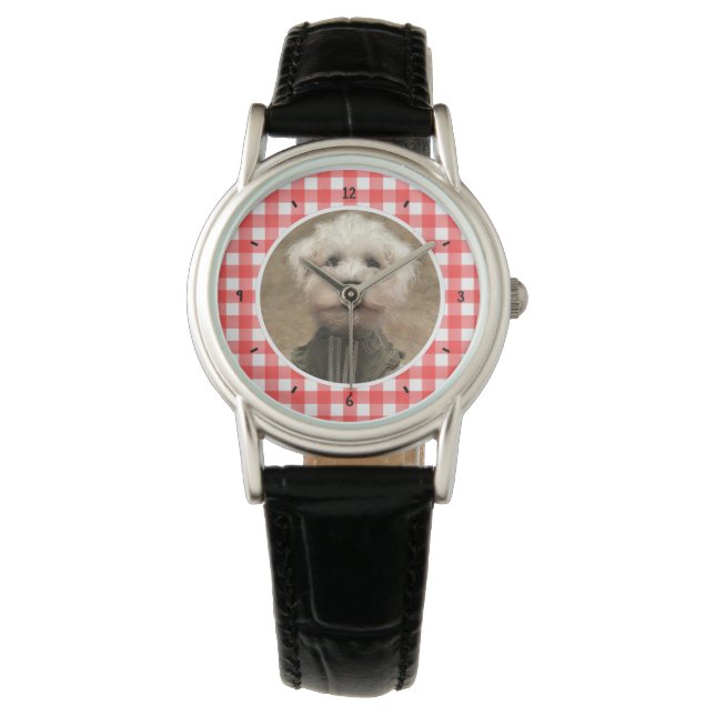 Aangepast foto-Lijst Land Red Buffalo Check Pset Horloge (Voorkant)