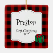 Aangepast foto-Lijst Land Red Buffalo Check Pset Keramisch Ornament (Achterkant)