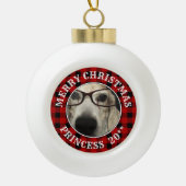 Aangepast foto-Lijst Land Red Buffalo Check Pset Keramische Bal Ornament (Voorkant)