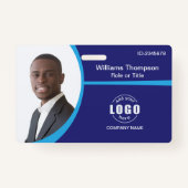 Aangepast foto-Logo streepjescode werknemer bedrij Badge (Voorkant)