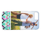Aangepast foto met handtekening Blauwgroen Zig Zag Case-Mate iPhone Case (Achterkant (Horizontaal))