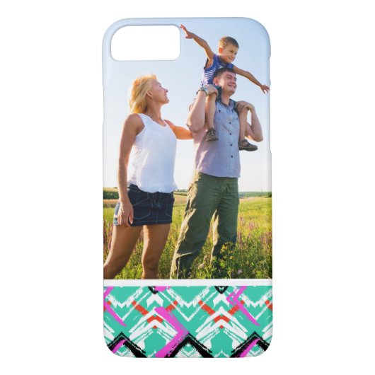 Aangepast foto met handtekening Blauwgroen Zig Zag Case-Mate iPhone Case (Achterkant)