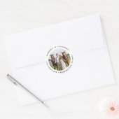 Aangepast foto Modern bruiloft Return-adres Ronde Sticker (Envelop)