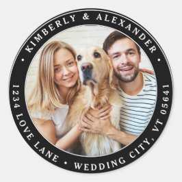 Aangepast foto Modern bruiloft Return-adres Ronde Sticker