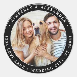 Aangepast foto Modern bruiloft Return-adres Ronde Sticker