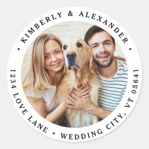 Aangepast foto Modern bruiloft Return-adres Ronde Sticker