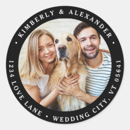 Aangepast foto Modern bruiloft Return-adres Ronde Sticker