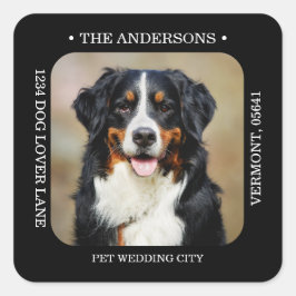 Aangepast foto Modern bruiloft Return-adres Vierkante Sticker